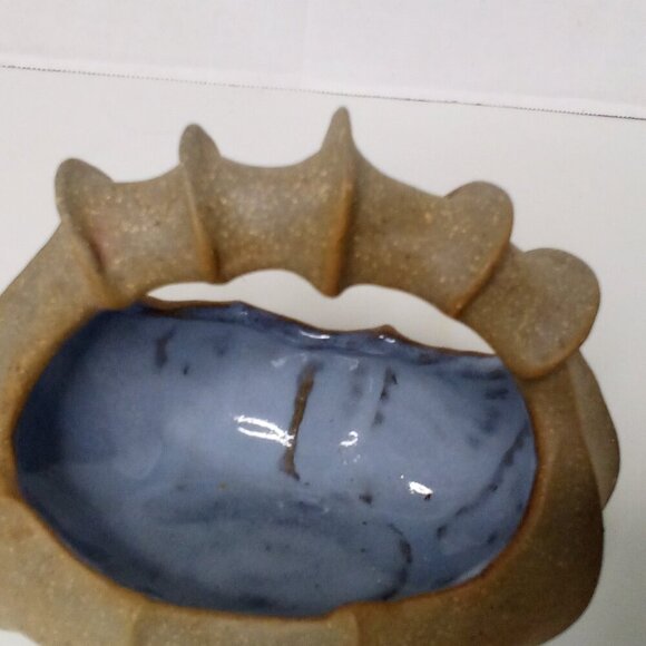 Ceramic Basket With Handle Rustic Cottagecore Inside Glazed Outside Raw 5" x 6" - Picture 9 of 12